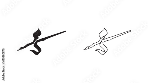 Ink brush with bristles outline style