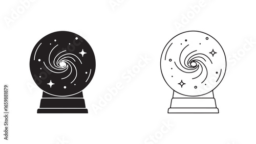Mystical crystal ball with galaxy swirl
