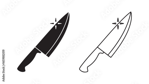 Kitchen knife icon with transparent background
