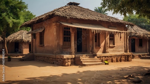 Traditional mud house in a rural indian village showcasing the unique architecture and cultural heritage of the region
