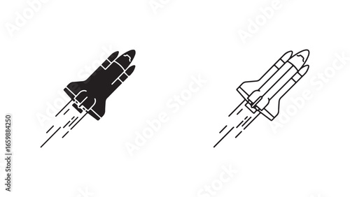 Space shuttle icon in black and white
