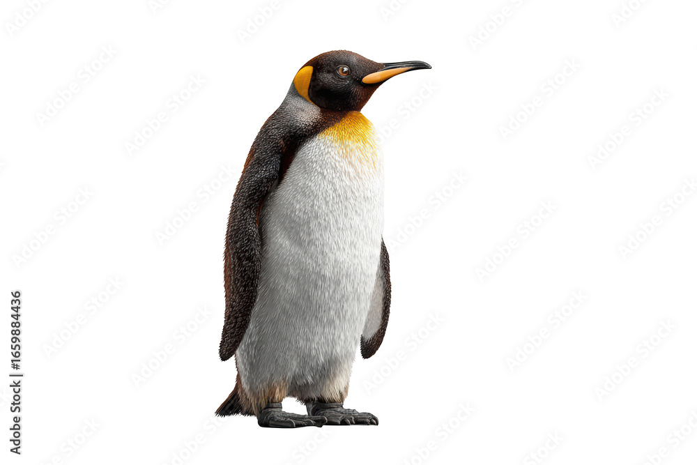 Fototapeta premium Majestic King Penguin stands tall with striking black, gold, and white plumage