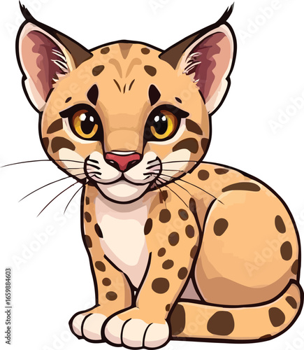 Cute cartoon a illustrator vector ocelot