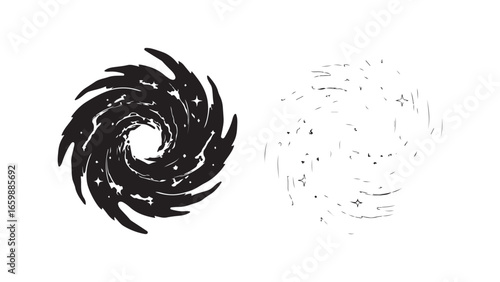 Spiral galaxy with stars and cosmic dust