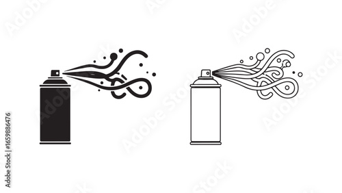 Spray paint can with spray effect