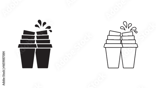 Stacked plant pots icon with transparent background