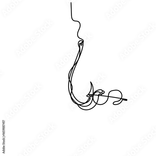 continuous line drawing fishing for money with a hook illustration