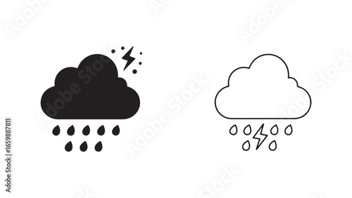 Storm cloud with rain and lightning