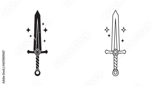 Sword with sparkling details with transparent background