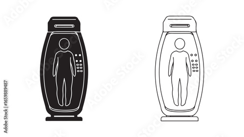 Tanning bed outline icon with transparent background