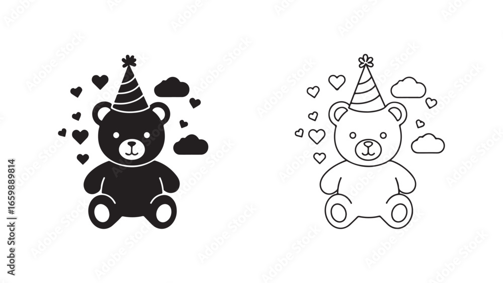 Fototapeta premium Teddy bear party icon with transparent background