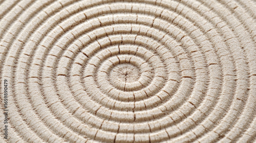 Fototapeta premium Macro Image of Wooden Coaster Surface with Concentric Rings and Natural Cracks
