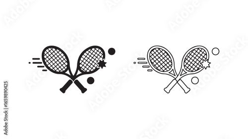 Tennis rackets and balls crossed with transparent background