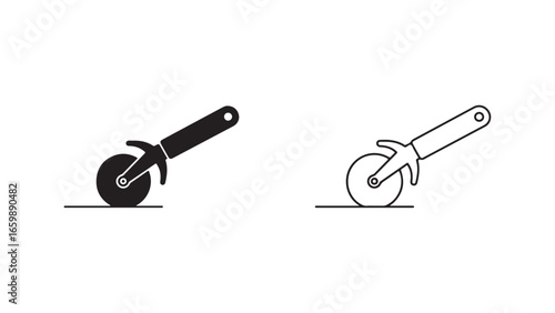 Pizza cutter icon set with transparent background
