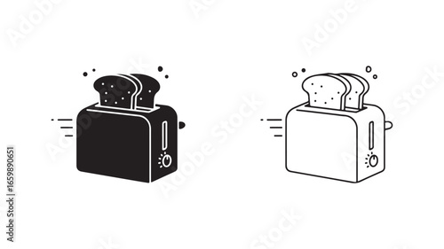 Toaster with bread popping out with transparent background