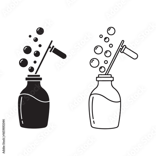 Potion brewing with test tube and bubbles
