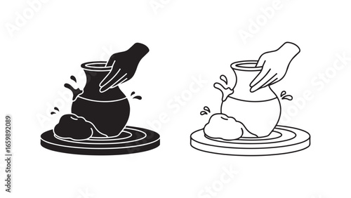 Pottery making hands on wheel craft process