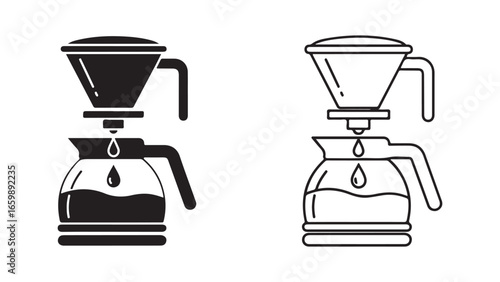 Pour over coffee maker icon set