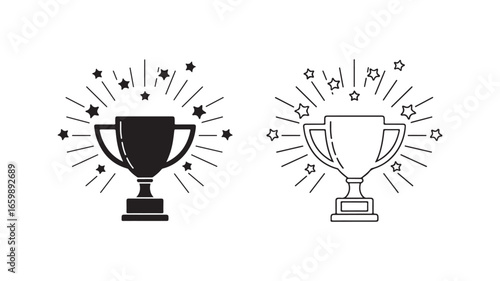 Trophy icon with stars and sparkles