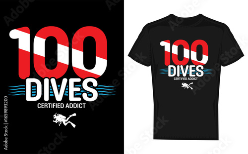 Scuba Diving 100th Dive Gift with Diver Down Flag Silhouette A bold design featuring a diver down flag with a diver silhouette perfect for celebrating