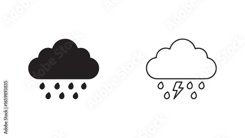 Rain cloud icon with transparent background