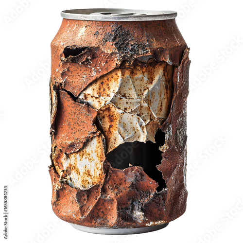 Weathered Crumpled Aluminum Can with Rusty Appearance for Industrial Design Projects