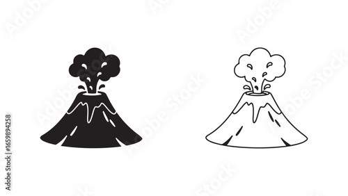 Volcano eruption icon with transparent background