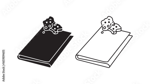 Wallet with cookie icon outline and filled versions