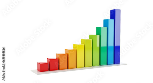 Free Download A 3D colorful bar graph showing growth, isolated on a white background. - GFXLoad