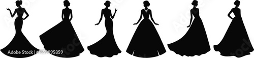 Elegant evening gown silhouettes, couture fashion inspiration, runway trends, formal wear, luxury attire, timeless elegance, glamorous clothing, designer dresses, feminine grace, high fashion