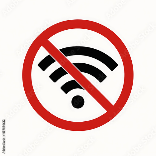 No wi fi signal icon with red prohibition circle