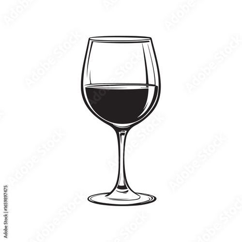wine glass silhouette, wine glass vector illustrations, wine glass icon silhouette vector illustration