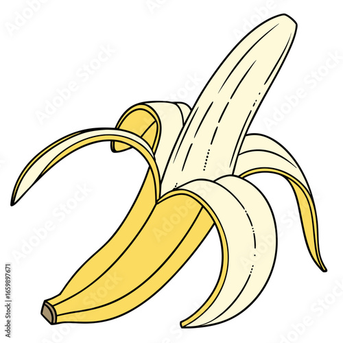 A peeled banana, a healthy and delicious fruit