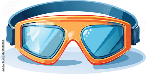Swimming goggles vector illustration. Isolated icon of a dive mask for summer vacation, pool, or water sports concepts. Protective eyewear equipment for swimmers and divers. Generative AI