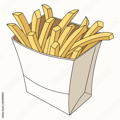 Cartoon french fries in a paper container