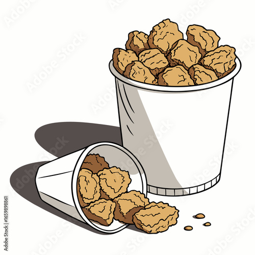 Cartoon chicken nuggets in a bucket