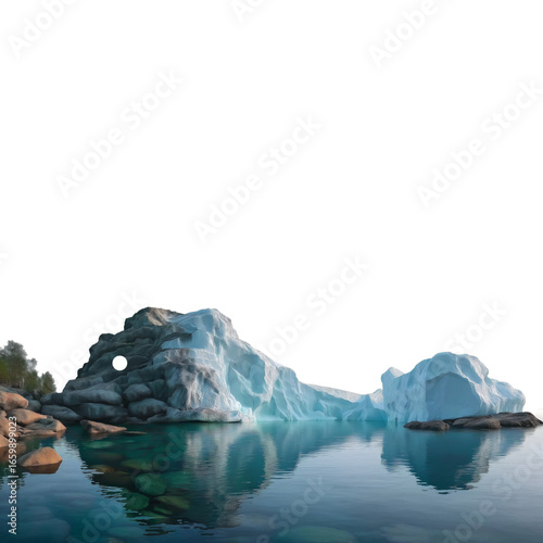 eberg, transparent background, high-resolution, hyperrealistic photographic style, wide angle