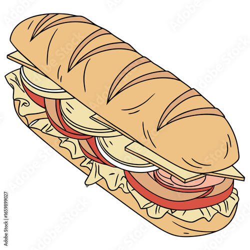 Illustration of a long sandwich