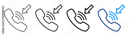 Incoming Call Icon Different Style Outline Collection Set