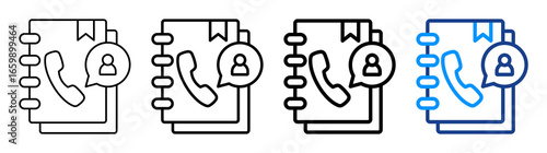 Contact Book Icon Different Style Outline Collection Set