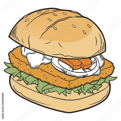 Illustration of a delicious fish sandwich