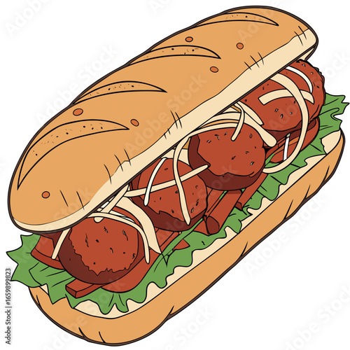 Illustration of delicious meatball sandwich