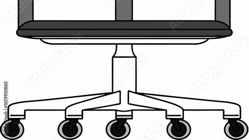 Illustration of a modern office chair with a dark seat and five wheels on a white background image |  editable eps vectors silhouette