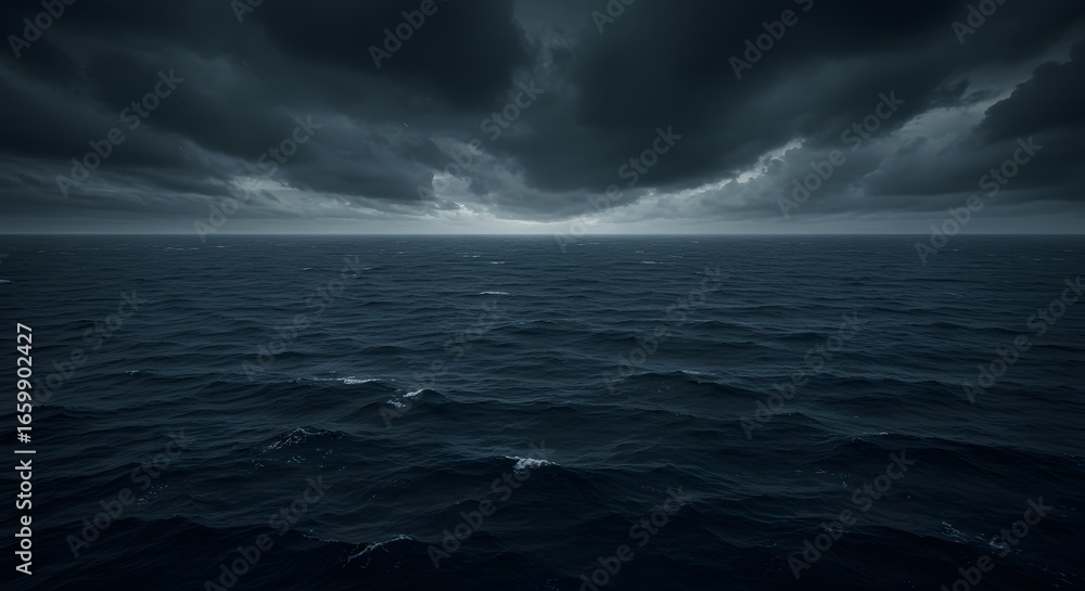 Fototapeta premium A calm, straight path cuts through a chaotic ocean, a powerful metaphor for absolute focus, clarity of purpose, and a path through chaos