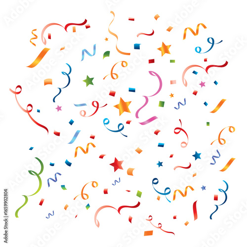 Colorful Confetti and Streamers Celebration Background for Party and Festive Events