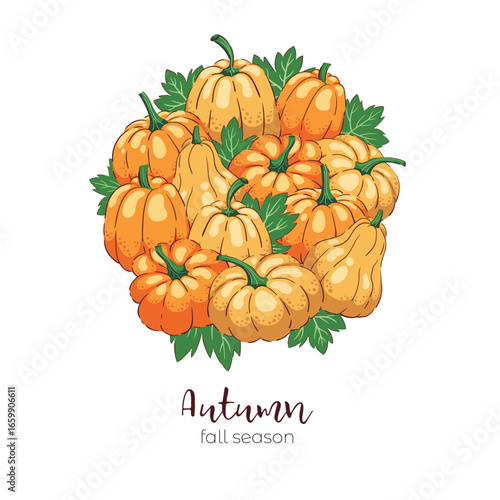 Pumpkin Fall Card Template, Fall Poster, Background for Fall, Harvest, Thanksgiving