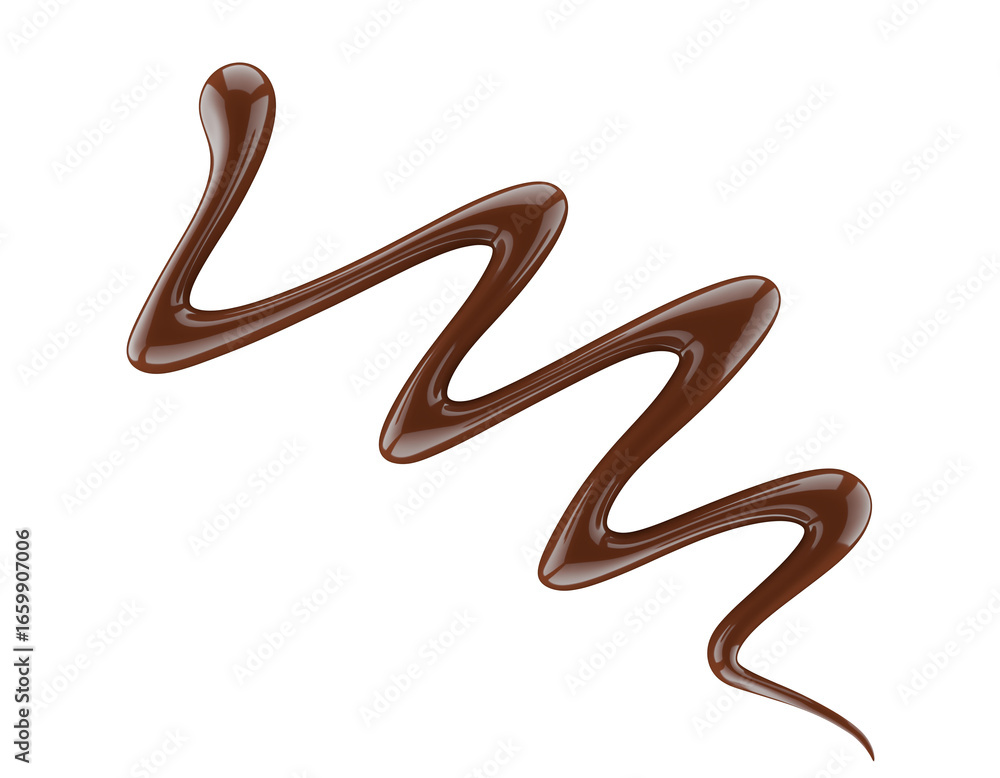 Fototapeta premium Chocolate sauce. Hot sweet liquid. Wave isolated on white background