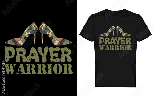 Faith Inspired Camo Heels Silhouette A Christian Prayer Warrior Design Featuring a Woman s Silhouette