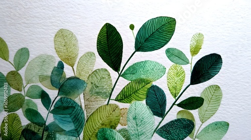 A beautiful and lush arrangement of green leaves in various shades textures and patterns creating a natural and serene botanical backdrop  category Nature