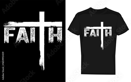 Christian Cross and Faith Symbol Design with Abstract Cat Illustration in Silhouette Style Religious Symbolism and Spiritual Concept silhouette